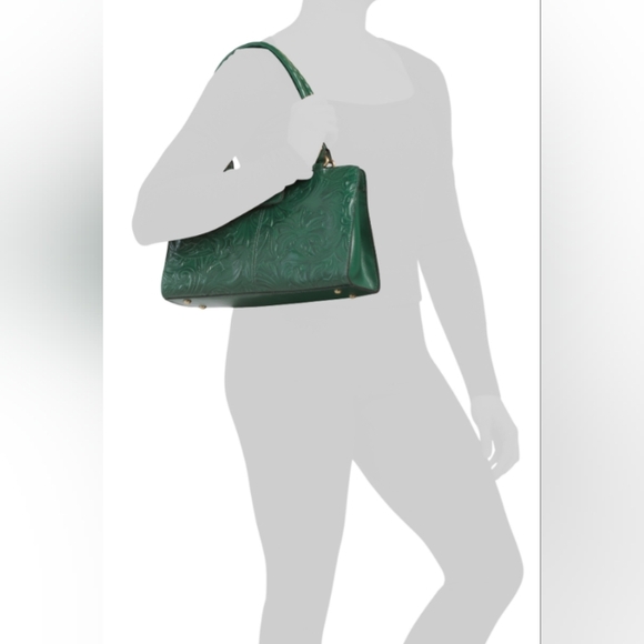 NWT Patricia Nash Tooled Leather Rienzo Satchel Shoulder Bag, Soft Green - Picture 15 of 15
